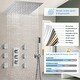 preview thumbnail 34 of 35, 12" Wall Mount LED Rainfall 3 Way Thermostatic Shower Faucets Sets with 6 Body Jets