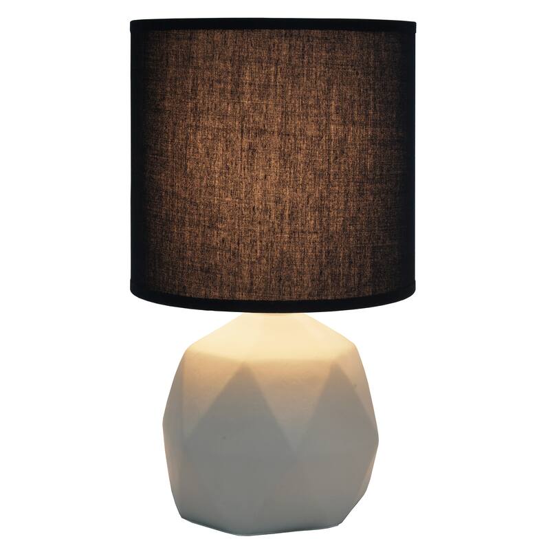 10.62" Modern Organic Geometric Concrete Table Lamp, For Living Room, Entryway, Bedroom, Mini Accent Light, Black Shade