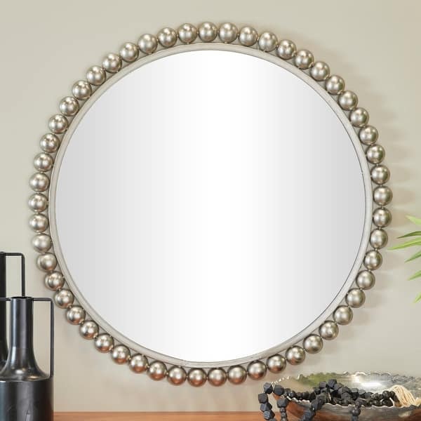 slide 2 of 11, CosmoLiving by Cosmopolitan Metal Wall Mirror with Bead Detailing - Gold or Silver Silver