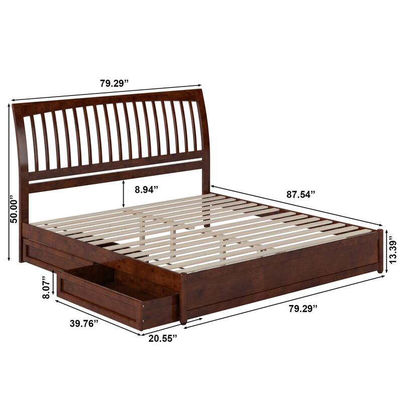 Roslyn Platform Bed with Panel Footboard and Storage Drawers