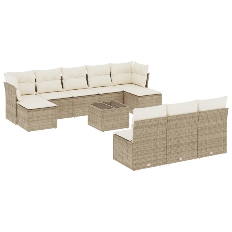 vidaXL Garden Sofa Set Beige, Cream White - 21.7 x 21.7 x 14.6