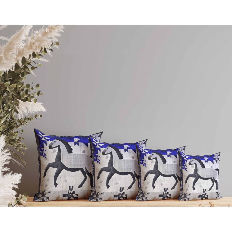 Starry Night Rider Indoor/Outdoor Reversible Throw Pillow Blue and Gray