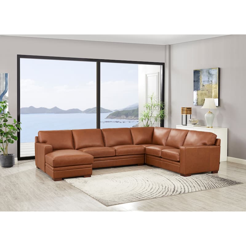Hydeline Dillon Top Grain Leather Left-Facing Sectional Sofa with Chaise