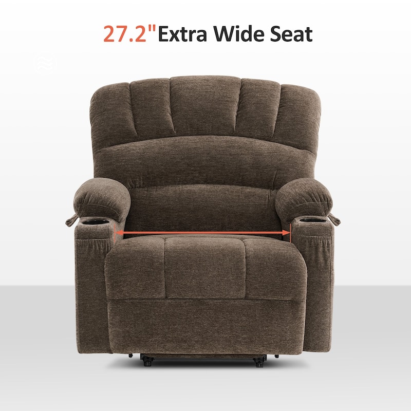 MCombo Recliner Chair Sofa with Massage and Heat for Big Elderly People,Fabric R7093(Small-Wide)