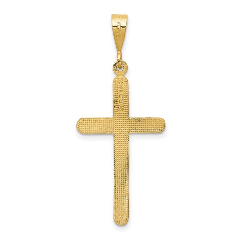 Curata 14k Yellow Gold 18" 27x16mm Solid Polished Textured back Cross Necklace