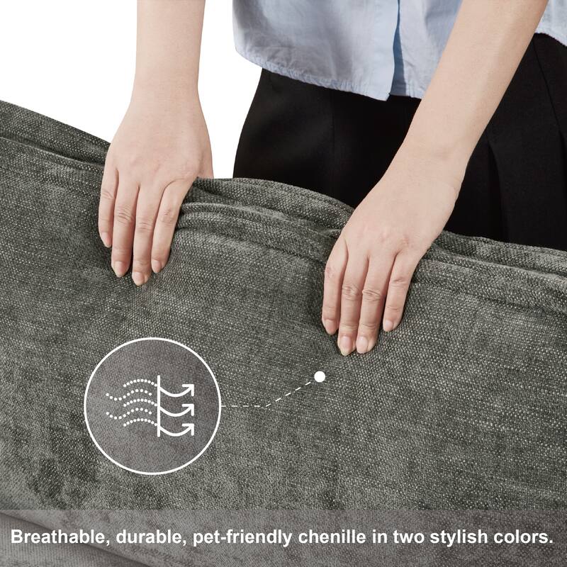 L-Shaped Corduroy Corner Sofa with Storage Armrest Cushions, Modular Cloud Sofa, 3-Seat Sectional