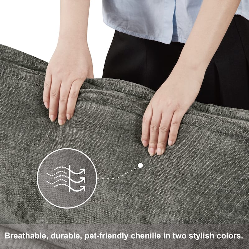 L-Shaped Corduroy Sectional Sofa with Ottoman, Lounge Sofa with Storage Armrest Cushions, Modular Corner Deep Seat Sofa