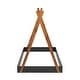 preview thumbnail 5 of 8, Twin Size Tent Floor Kids Bed Frame with Triangle Structure, Sturdy Solid Wood Frame, X-Shaped Safety Railings, Black+Brown