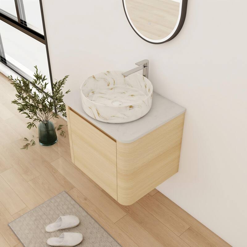 Bathroom Vanity With Sink In 24/30 Inch, Floating Bathroom Vanity With Soft Close Door