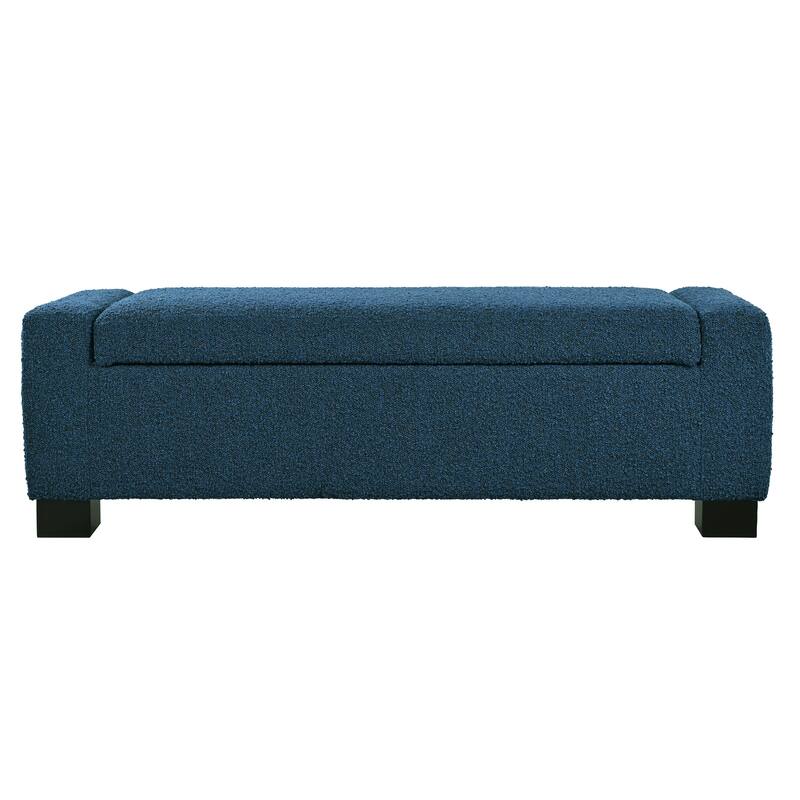 Roomfitters Upholstered Storage Ottoman Bench with Hinged Lid, Rectangular Accent Seat for Living Room, Bedroom