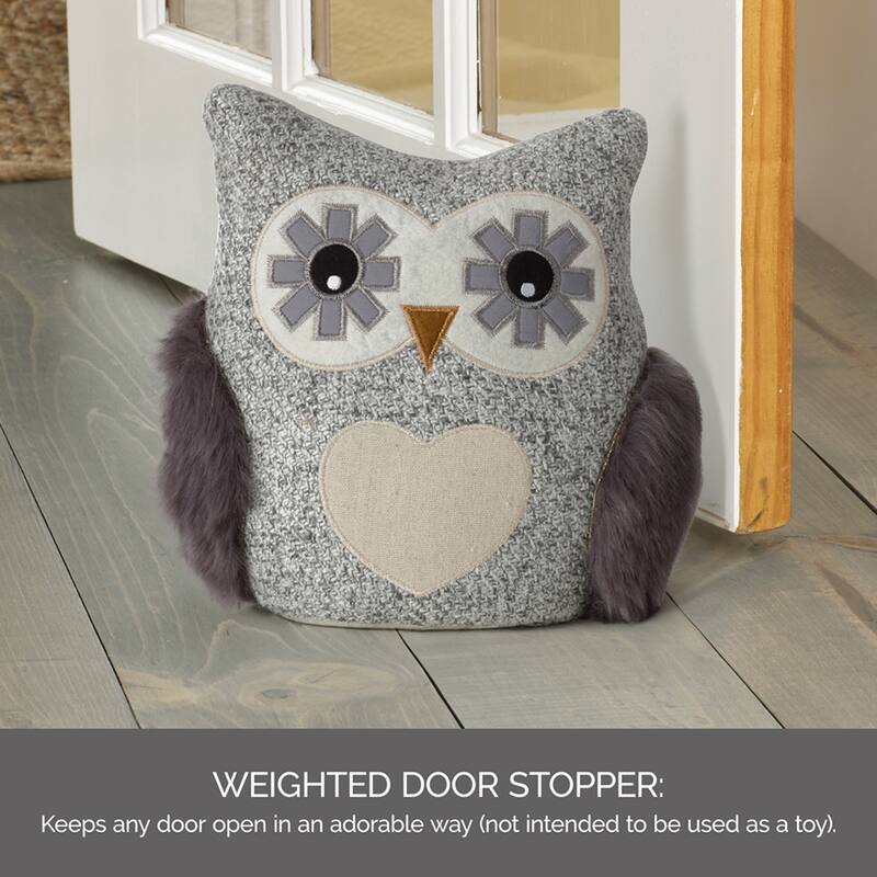 Elements Gray Owl Door Stopper, 9 Inch - N/A