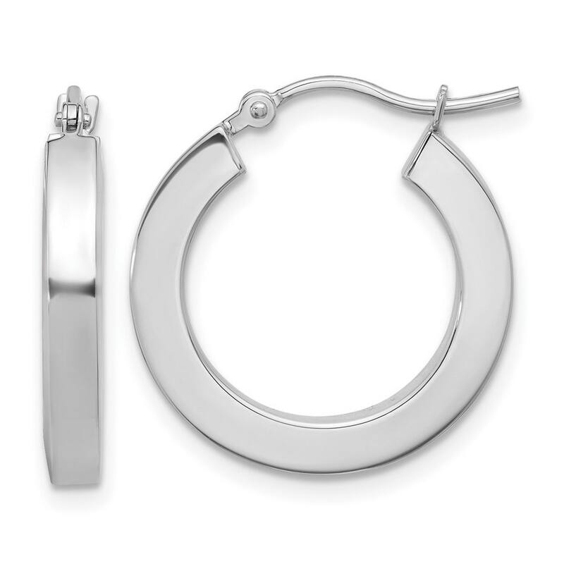 Curata 14k White Gold Polished Square Tube Hoop Earrings - 20x20mm