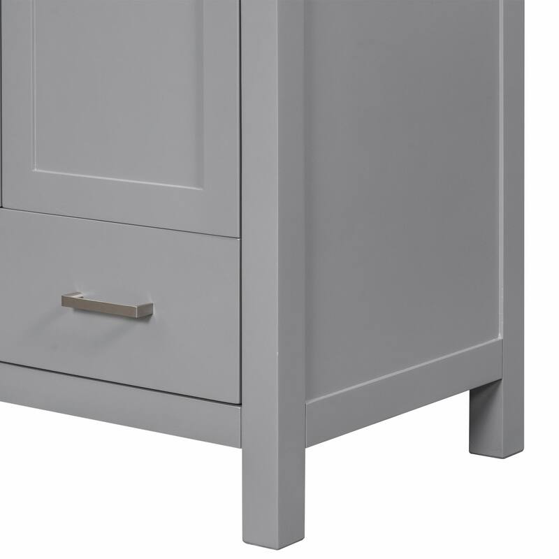 30" White Bathroom Vanity with Single Sink, 2 Doors, and Drawer