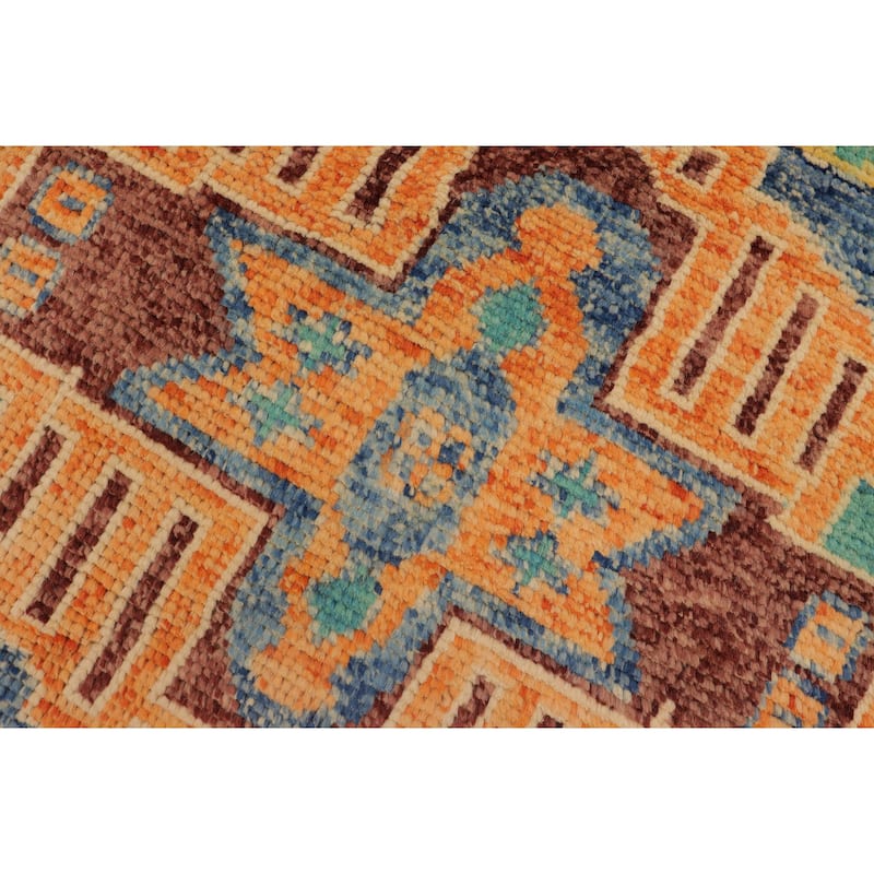 Rustic Balochi Burnett Blue/Beige Hand Knotted Wool Rug - 3'11'' x 6'0''