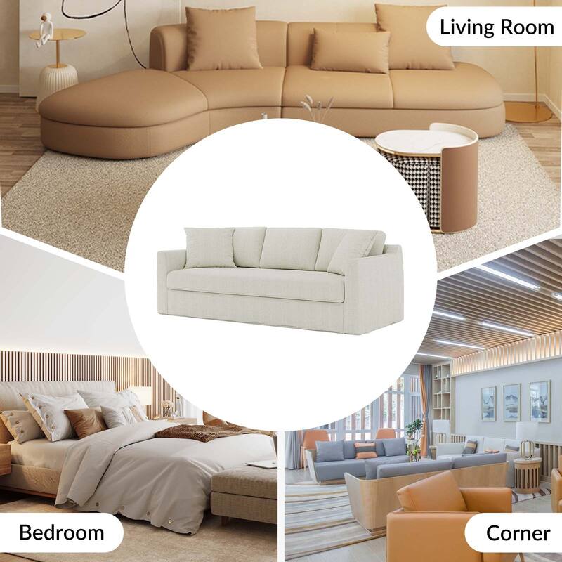Riccardo 85" Modern Slipcovered Sofa with Square Flange Arm by HULALA HOME
