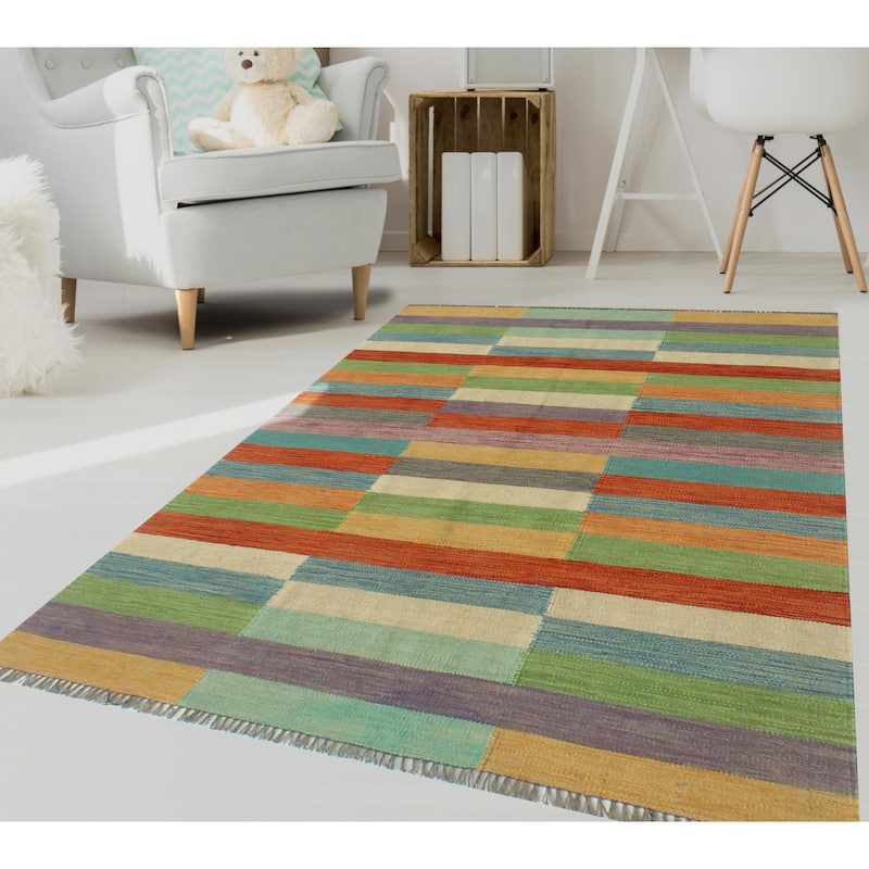 Hand-Woven Winchester Kilim Knightsbridge Rust/Ivory Rug - 4'1" x 5'11"