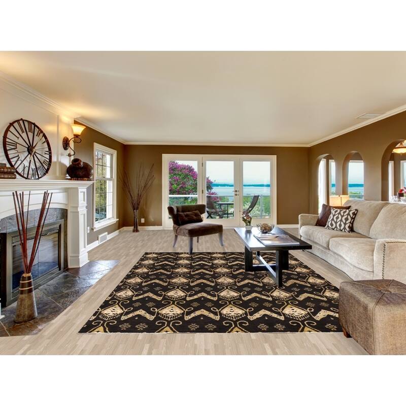 Geometric Oriental Gabbeh Kashkoli Area Rug Hand-knotted Wool Carpet - 7'10" x 11'3"