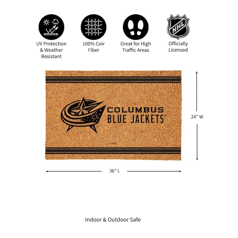 Columbus Blue Jackets Monochrome Indoor/Outdoor Coir Door Mat