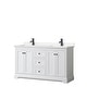preview thumbnail 18 of 58, Avery 60 Inch Double Vanity, Cultured Marble Top White, Black Trim, Carrara Cultured Marble Top