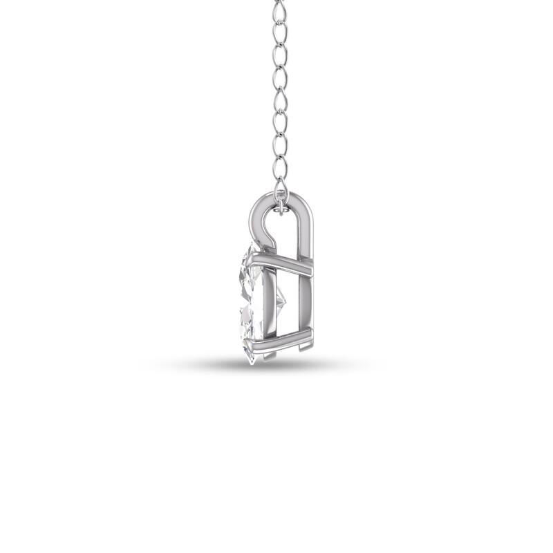 Marquee Lab Grown 1/4 Carat Oval Solitaire Diamond Pendant in 14K White Gold