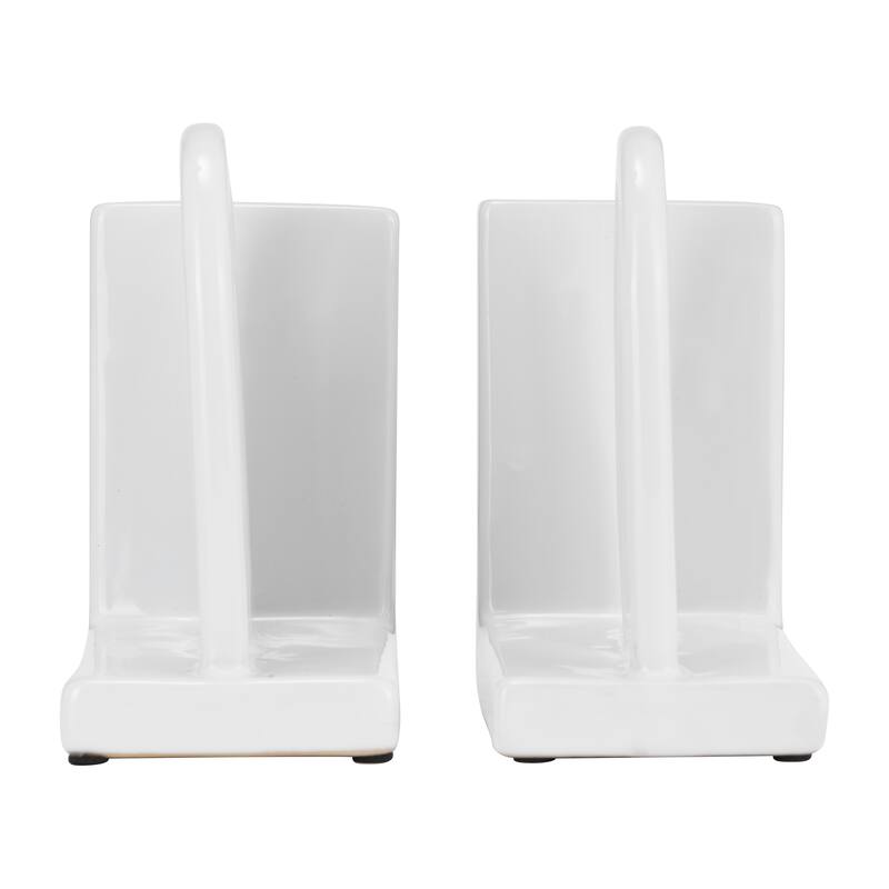 Sagebrook Home Arch Bookends Contemporary Ceramic Rainbow Arched Bookend Set for Book Display and Organization - 5" x 3" x 6"