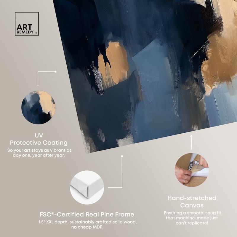 Navy Beige II Canvas by Art Remedy, Gallery Wrapped