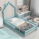 preview thumbnail 28 of 52, Twin Size Montessori Floor Bed with Fences, Wood Twin Kids Bed Frame Light Blue - Twin