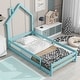 preview thumbnail 23 of 33, Twin Size Wood bed with House-shaped Headboard Floor bed with Fences
