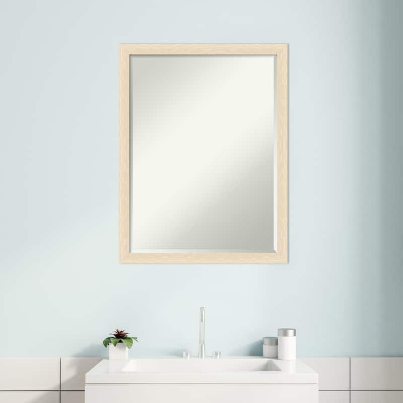 Woodgrain Stripe Half-Inch-Bevel Wood Framed Bathroom Vanity Wall Mirror - Glass Size 18x24