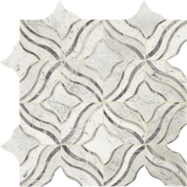 Daltile LVMELODMS1L Lavaliere - 11" x 11" Sheet Varied Wave Mosaic Floors and Wall Tile - Light Polished Marble Visual - Sold