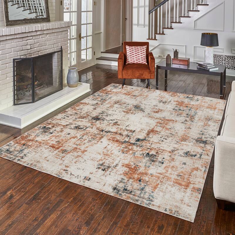 Gertmenian Quattro Doni Beige Modern Abstract Area Rug.