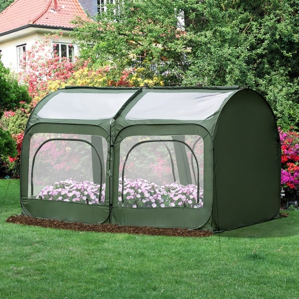 Outsunny 8\' x 4\' x 4\' Portable Greenhouse for Outdoors with Outside Access  to Plants, Pop Up Greenhouse Tent, PVC Cover - On Sale - Bed Bath & Beyond  - 35439289