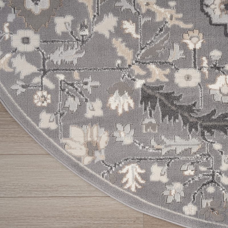 Duyav Power Loomed Geometric Floral Non Skid Low Pile Area Rug By HomeRoots - 94' X '94' X '0.25