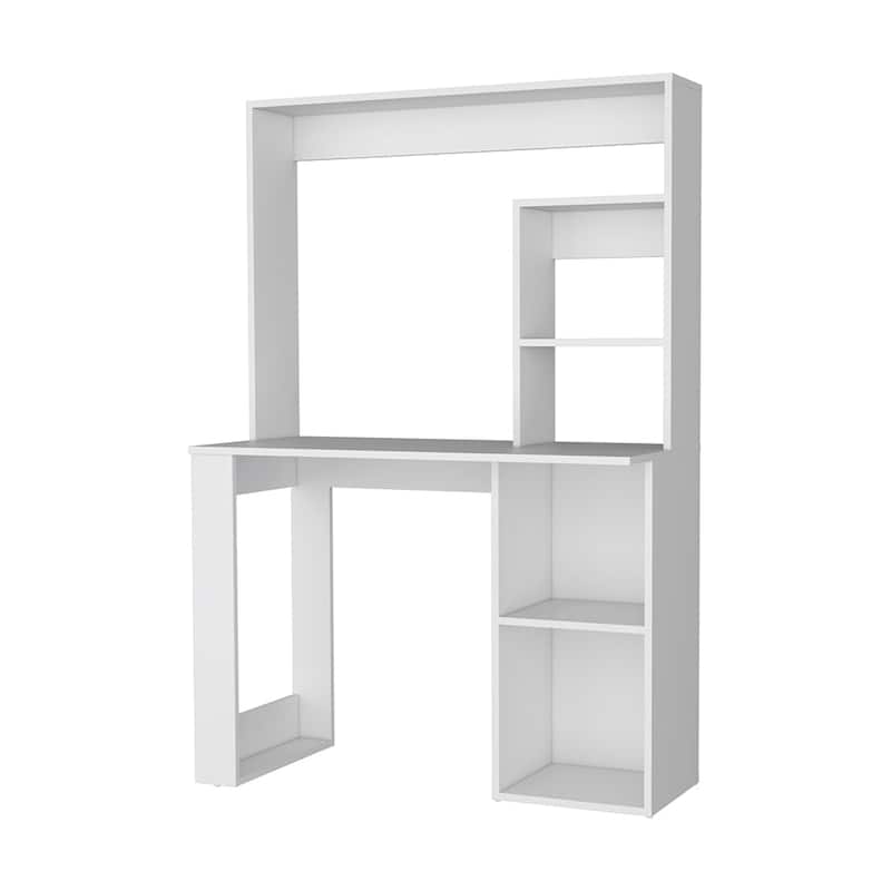 Palisades Computer Desk with Hutch and Storage Shelves White And Black