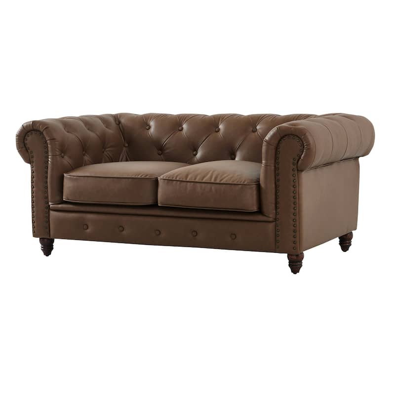 Cornelia Modern Contemporary Eco Leather Love Seat - Brown