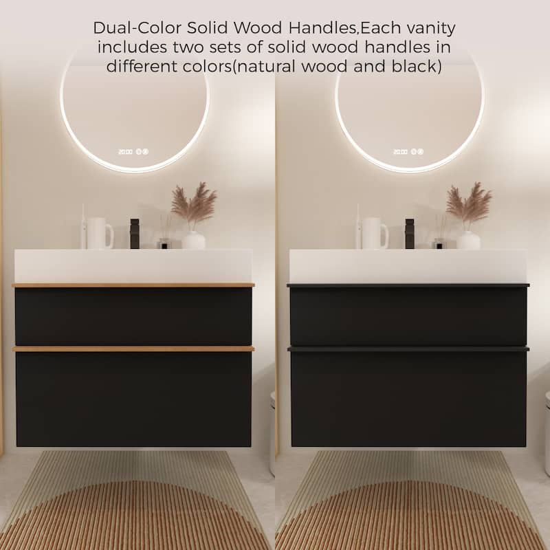 Wall Mounted Bathroom Vanity with Integrated Acrylic Sink
