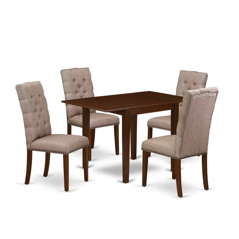 Kitchen Table Set 5 Piece - Modern Dinette Set with 4 Parsons Chairs & Drop Leaf Table - Hardwood Dining Furniture