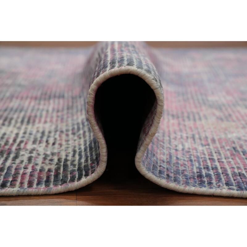 Hand Knotted Oriental Viscose Silk Carpet Modern Abstract Pink Abstract Area Rug - 7' 6'' X 5' 5''