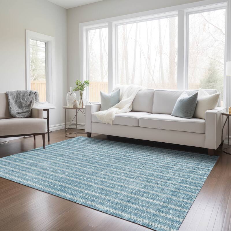 Machine Washable Indoor/ Outdoor Chantille Stripe Twist Rug