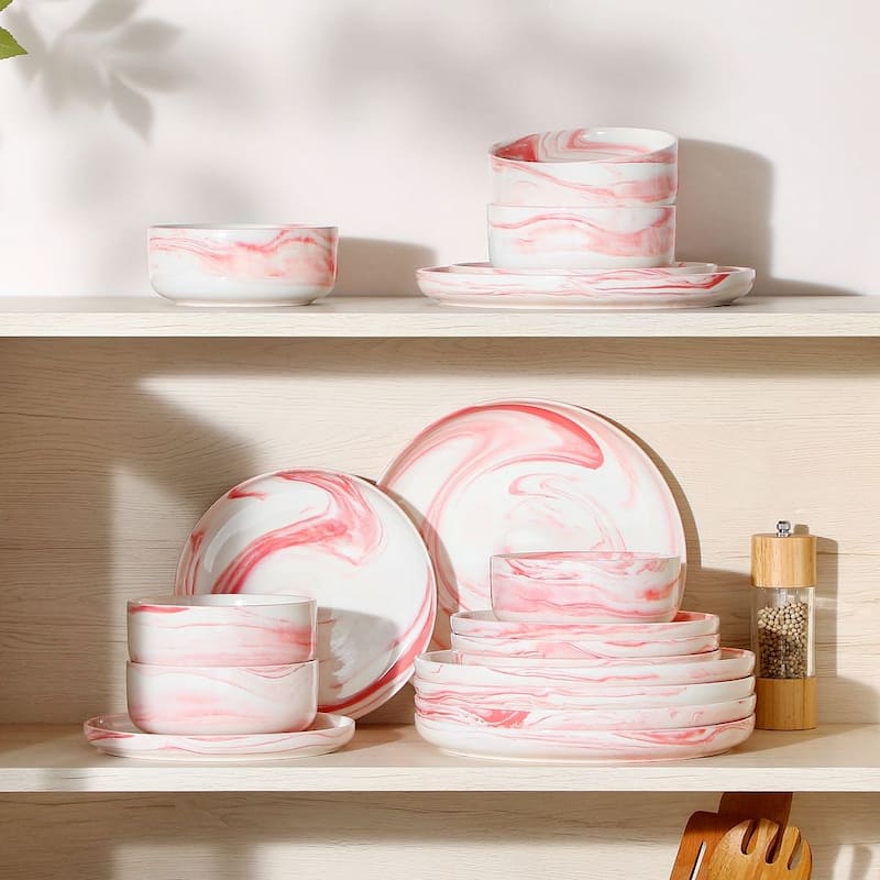 MALACASA LUNA 18-Piece Porcelain Dinnerware Set (Service for 6)