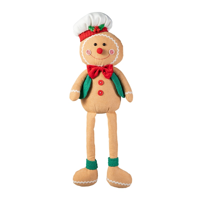 Glitzhome 25"H Fabric Christmas Gingerbreadman Shelf Sitter