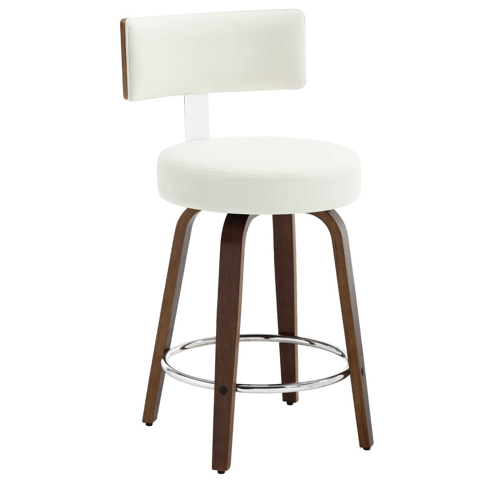 Faux Leather Upholstered Swivel Counter Height Bar Stool