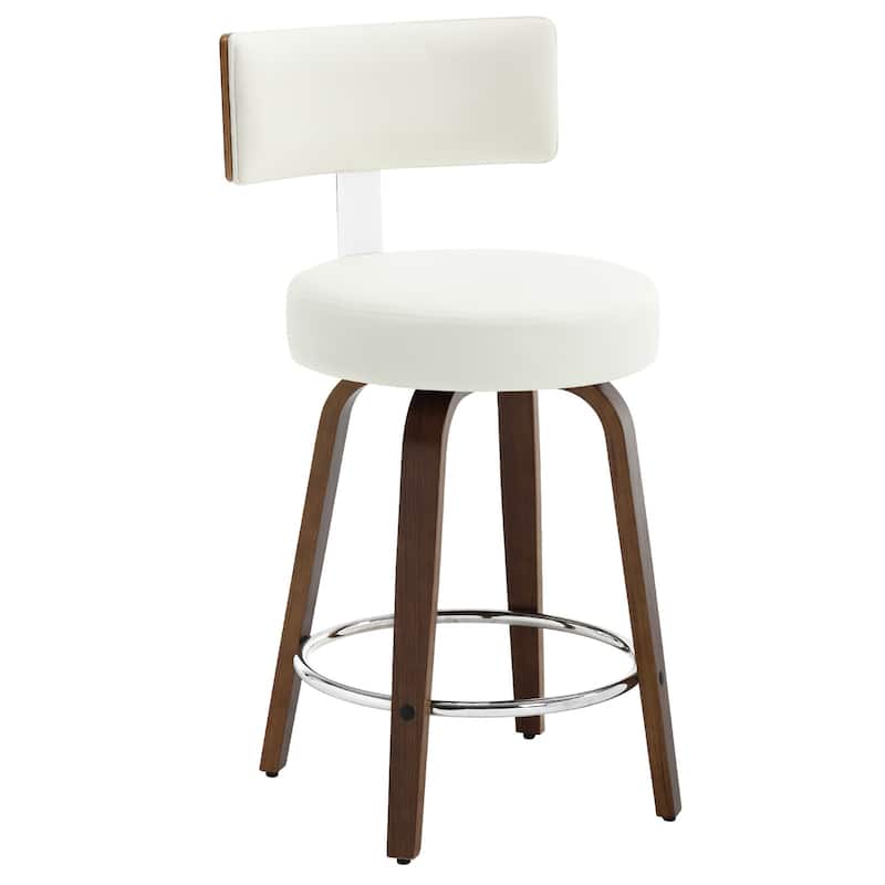 Faux Leather Upholstered Swivel Counter/ Bar Stools Set of 1/2/4 - Single - White - Counter Height