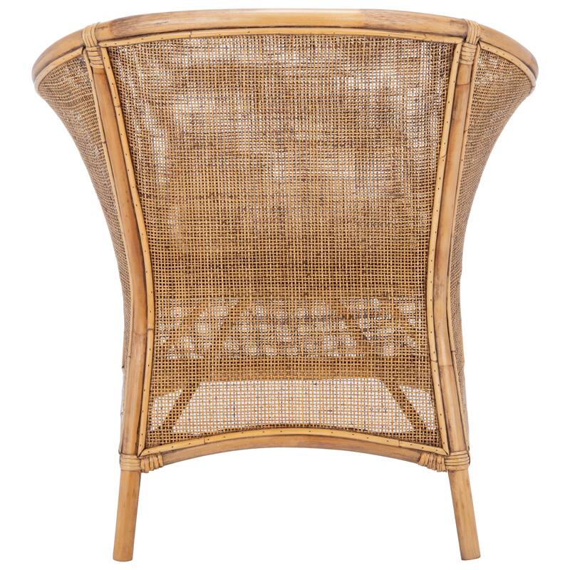 SAFAVIEH Adline Rattan Honey Brown Accent Chair with Cushion - 29.9" W x 25.6" L x 31.5" H - 30Wx26Dx32H