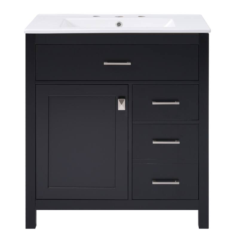 30 in. W x 18.3 in. D x 33.6 in. H Single Sink Freestanding Bath Vanity with White Ceramic Top