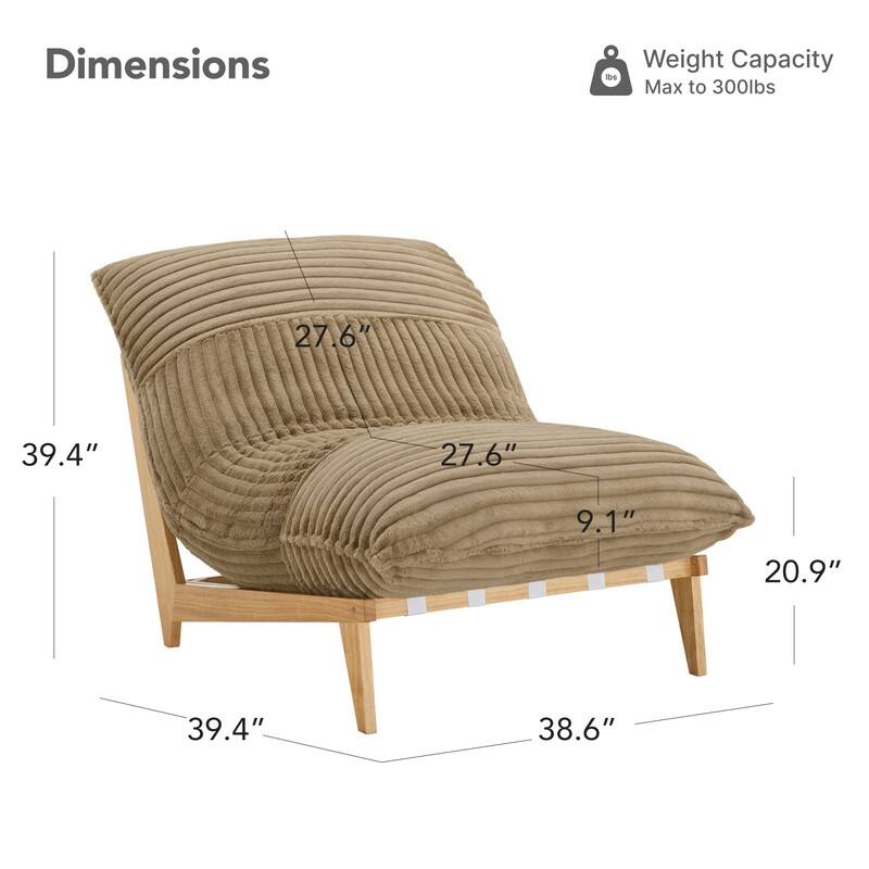 Spruce & Spring Oversized Lounge Accent Chair with Plush Cushions and Solid Wood Frame