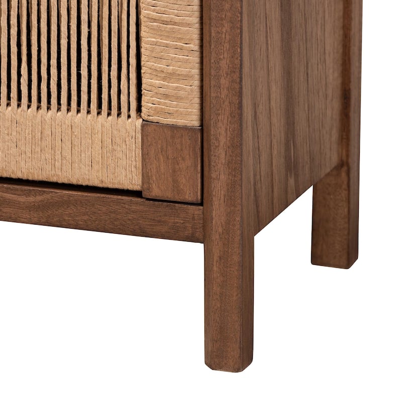 bali & pari Holitz Modern Bohemian Walnut Brown Finished Bayur Wood Nightstand