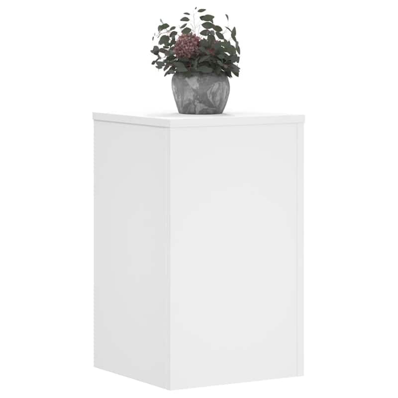 vidaXL Plant Stand Set of 2 White Engineered wood Decorative Inlays - 11.8 x 11.8 x 19.7 in