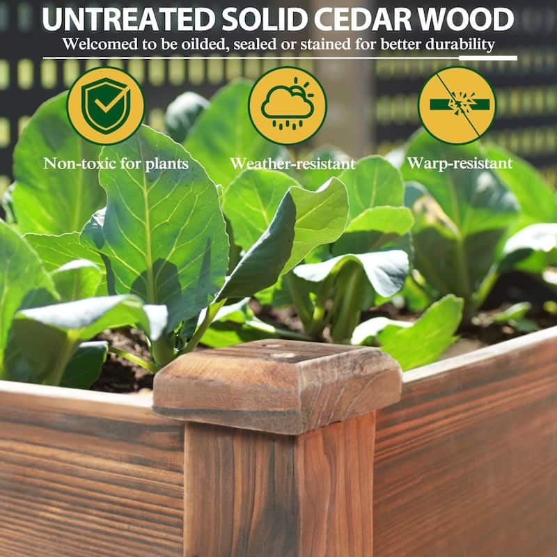 VEIKOUS Wood Raised Garden Bed Elevated Planter Box with Drainage Holes - 46.8''W x 22.4''D x 30.3''H