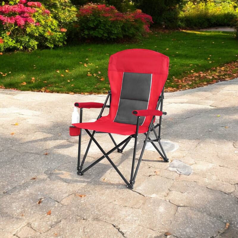 KISRAIS Outdoor High Back Portable Collapsible Chair with Cup Holder, Support 250LBS